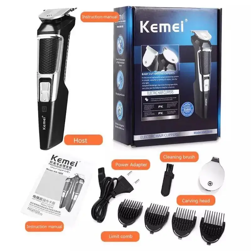 Kemei Two-In-One Hair Clipper with Carabiner and Blades