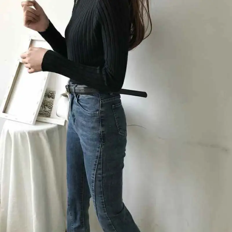 2025 Women's Ribbed Half-High Collar Sweater Top - Image 10
