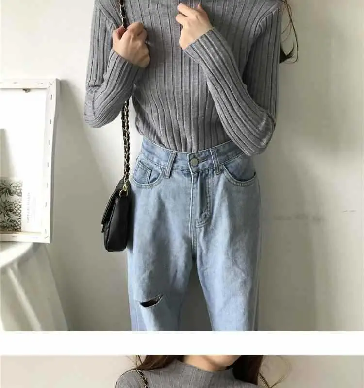 2025 Women's Ribbed Half-High Collar Sweater Top — feature 10