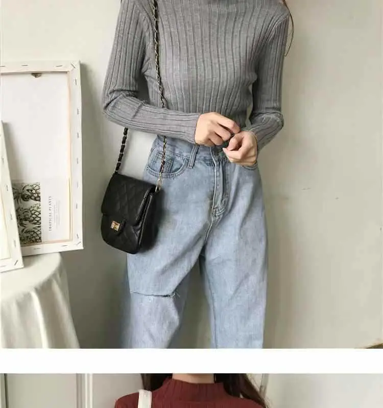 2025 Women's Ribbed Half-High Collar Sweater Top — feature 11