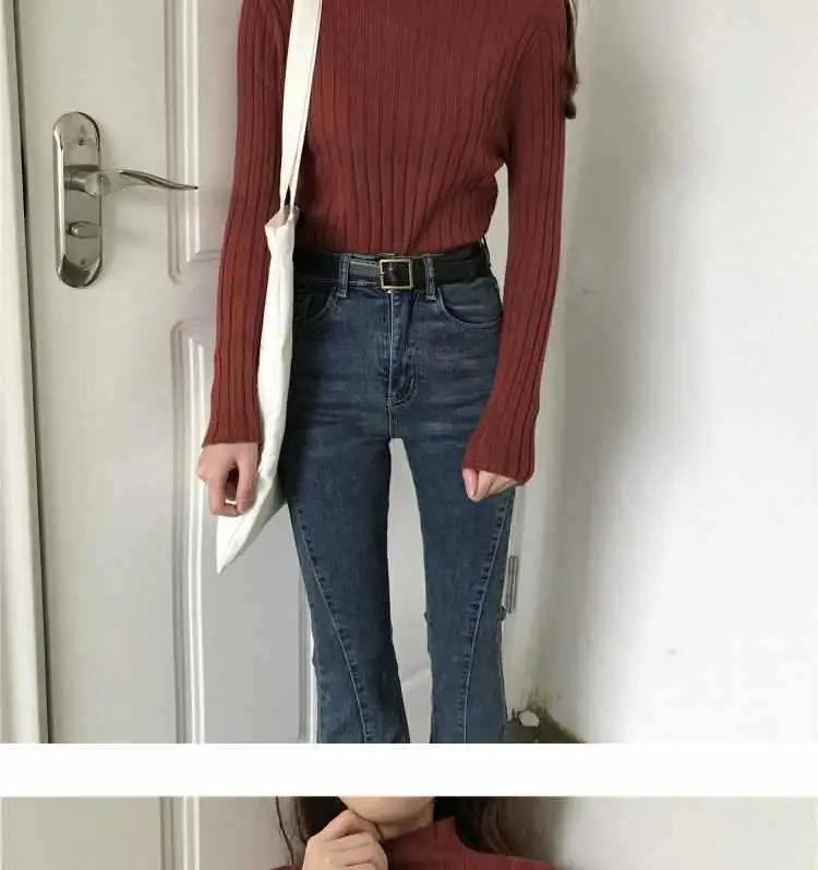 2025 Women's Ribbed Half-High Collar Sweater Top — feature 12