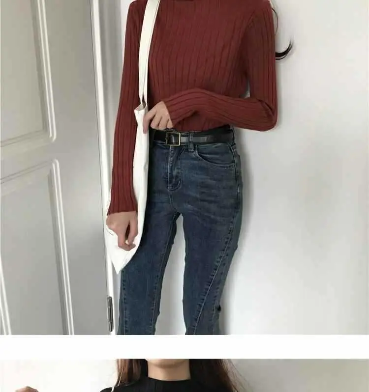 2025 Women's Ribbed Half-High Collar Sweater Top — feature 14
