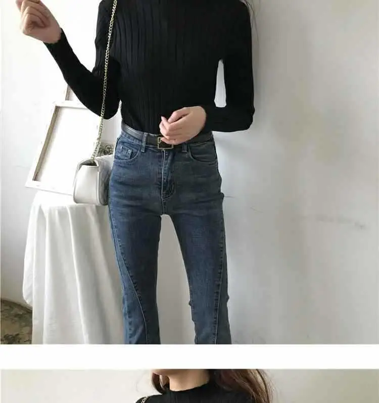 2025 Women's Ribbed Half-High Collar Sweater Top — feature 15