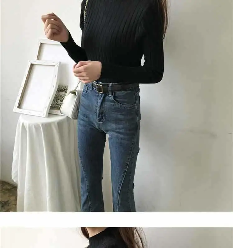 2025 Women's Ribbed Half-High Collar Sweater Top — feature 16