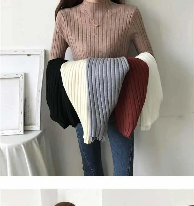 2025 Women's Ribbed Half-High Collar Sweater Top — feature 18