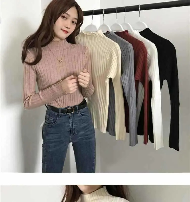 2025 Women's Ribbed Half-High Collar Sweater Top — feature 19