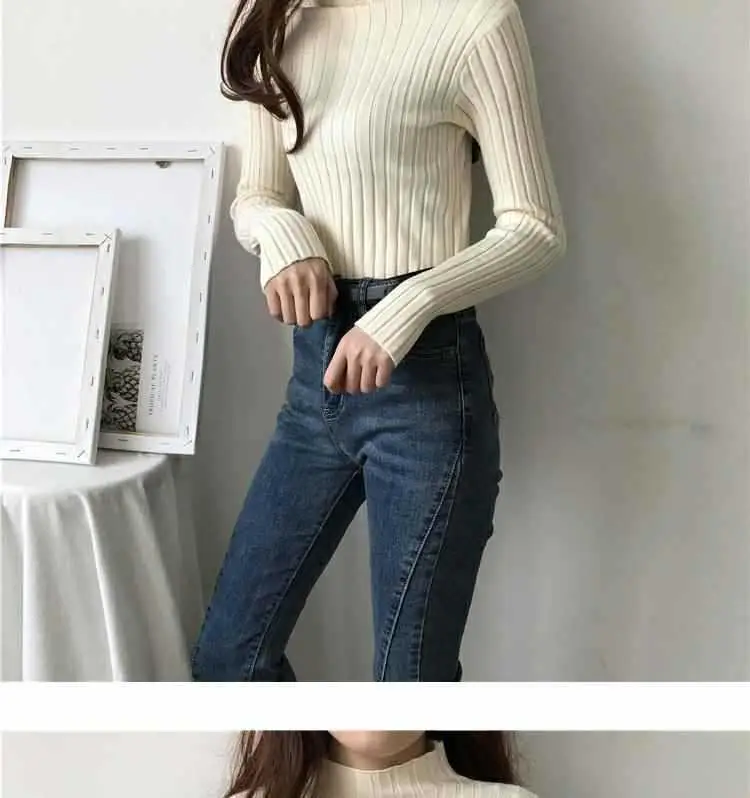 2025 Women's Ribbed Half-High Collar Sweater Top — feature 20
