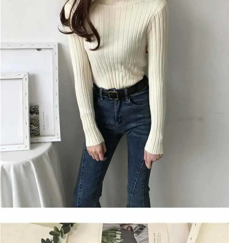 2025 Women's Ribbed Half-High Collar Sweater Top — feature 21