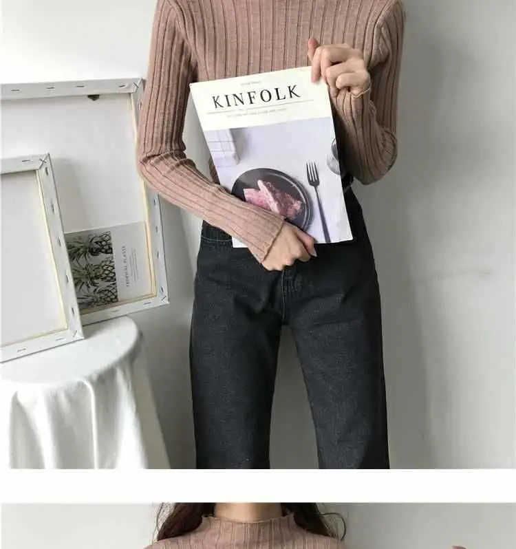 2025 Women's Ribbed Half-High Collar Sweater Top — feature 5