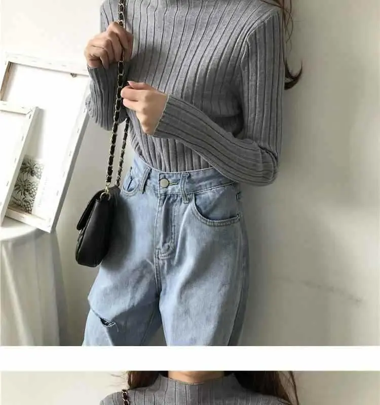 2025 Women's Ribbed Half-High Collar Sweater Top — feature 9