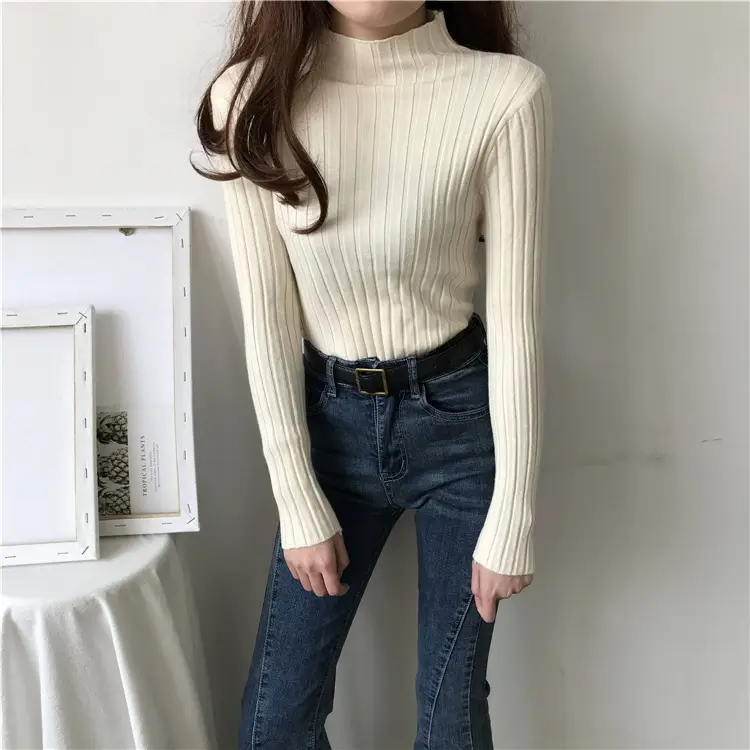 2025 Women's Ribbed Half-High Collar Sweater Top - Image 6