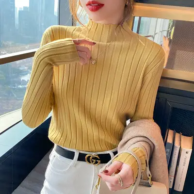 2025 Women's Ribbed Half-High Collar Sweater Top - Image 7