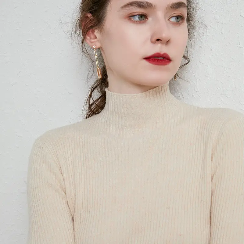 Women's Knit Half-High Collar Wool Shirt 2020 New - Image 11