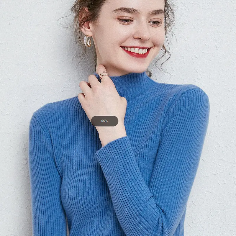 Women's Knit Half-High Collar Wool Shirt 2020 New - Image 12