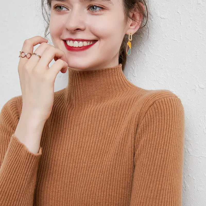 Women's Knit Half-High Collar Wool Shirt 2020 New - Image 13