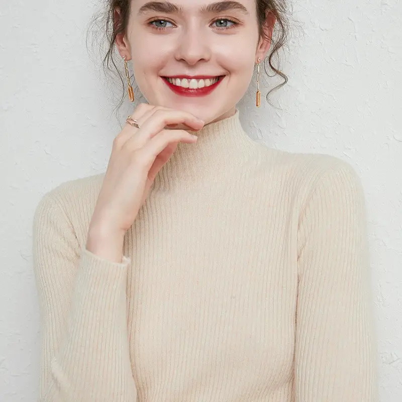 Women's Knit Half-High Collar Wool Shirt 2020 New - Image 3