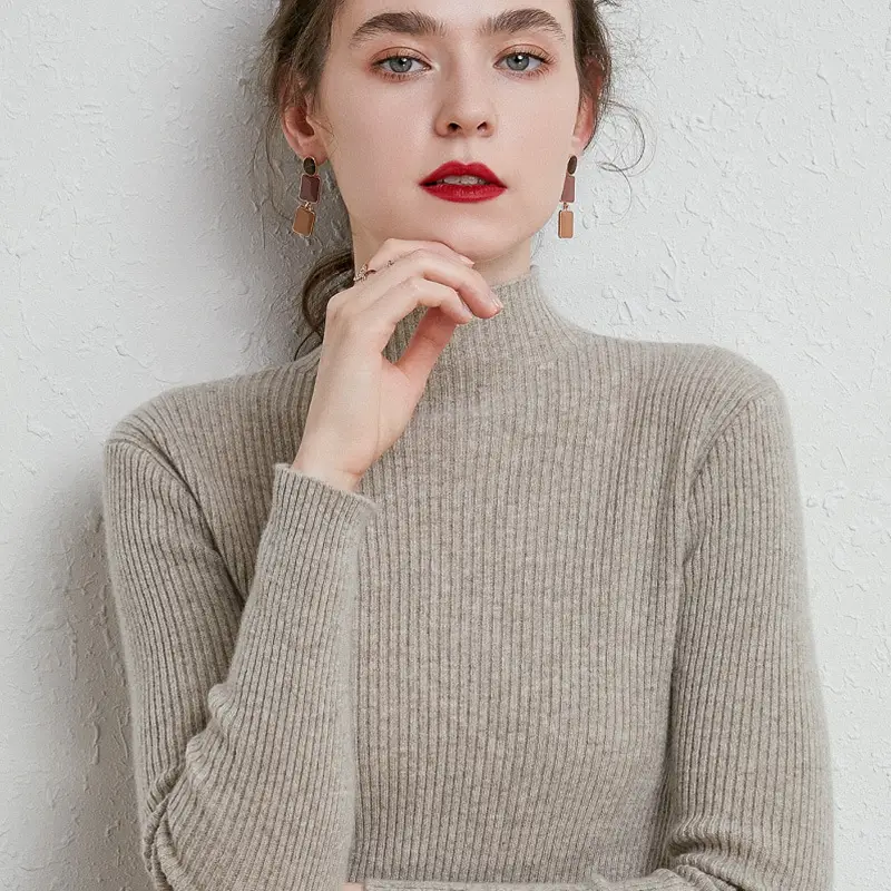Women's Knit Half-High Collar Wool Shirt 2020 New - Image 4