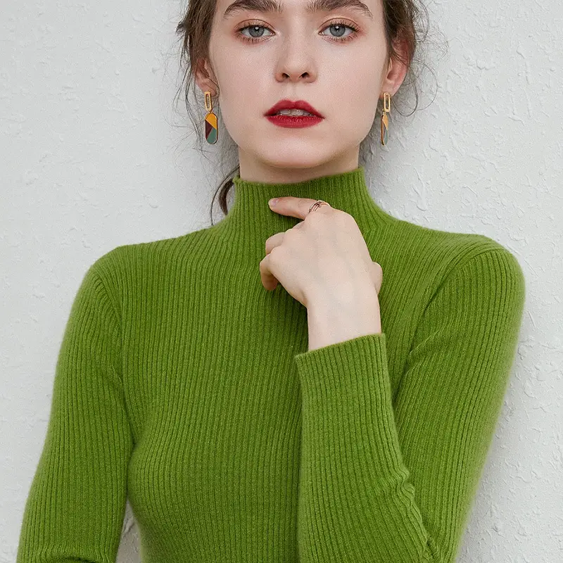 Women's Knit Half-High Collar Wool Shirt 2020 New - Image 8