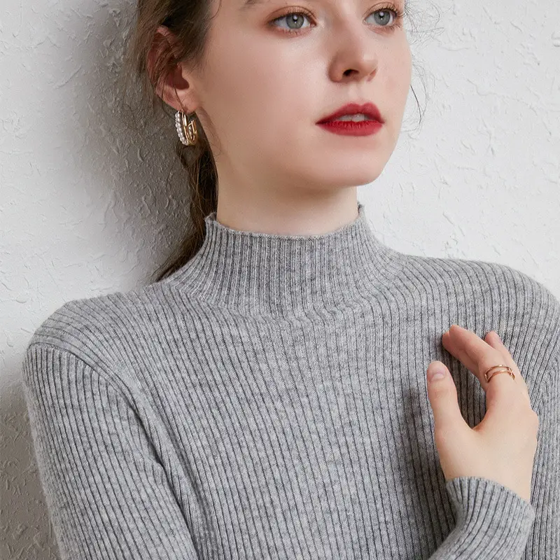 Women's Knit Half-High Collar Wool Shirt 2020 New - Image 9