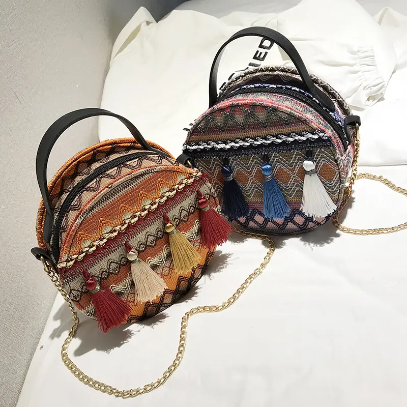 Women's Ethnic Crossbody Bag with Tassels
