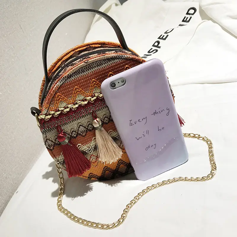 Women's Ethnic Crossbody Bag with Tassels