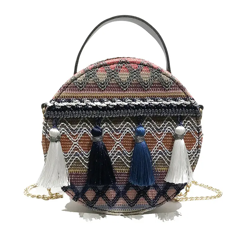 Women's Ethnic Crossbody Bag with Tassels