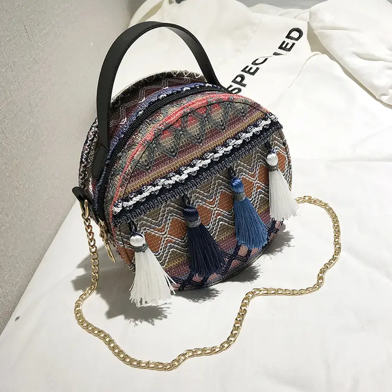 Women's Ethnic Crossbody Bag with Tassels