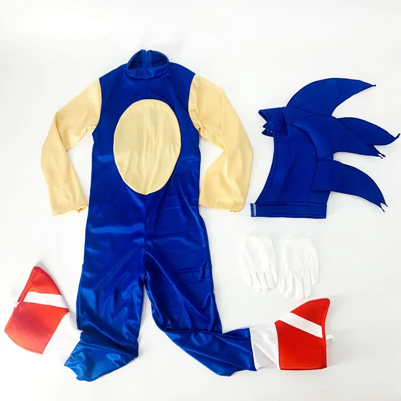 Sonic Hedgehog Kid Cosplay Suit Blue Red - Image 5
