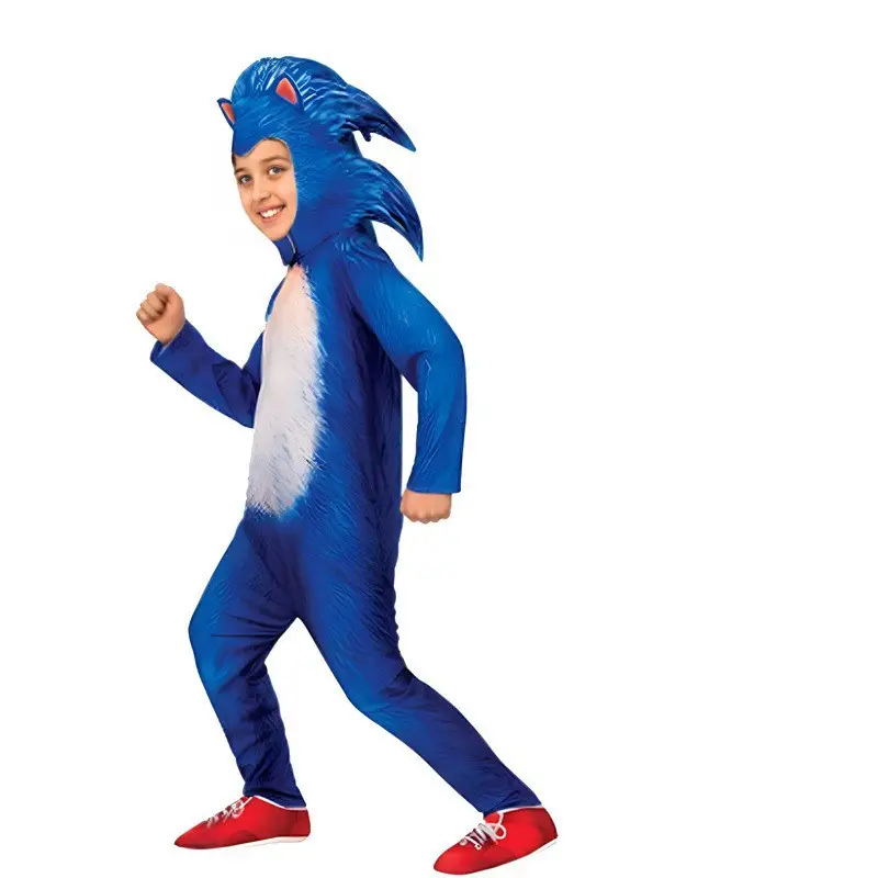 Sonic Hedgehog Kid Cosplay Suit Blue Red - Image 2