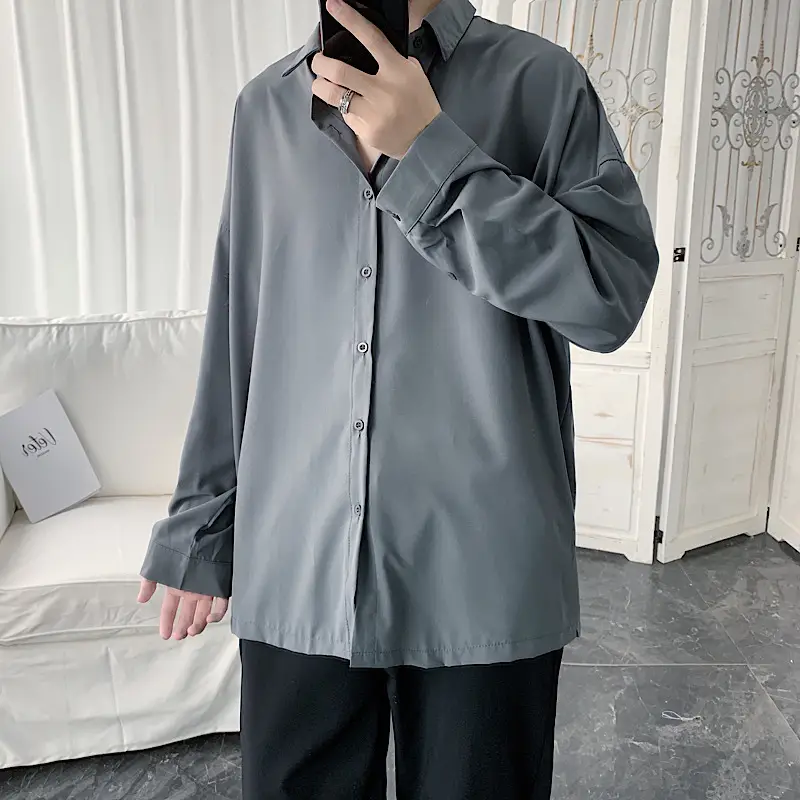Men's 2020 Loose Black Button Shirt - Image 7