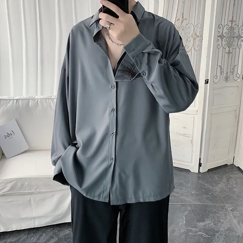 Men's 2020 Loose Black Button Shirt - Image 3