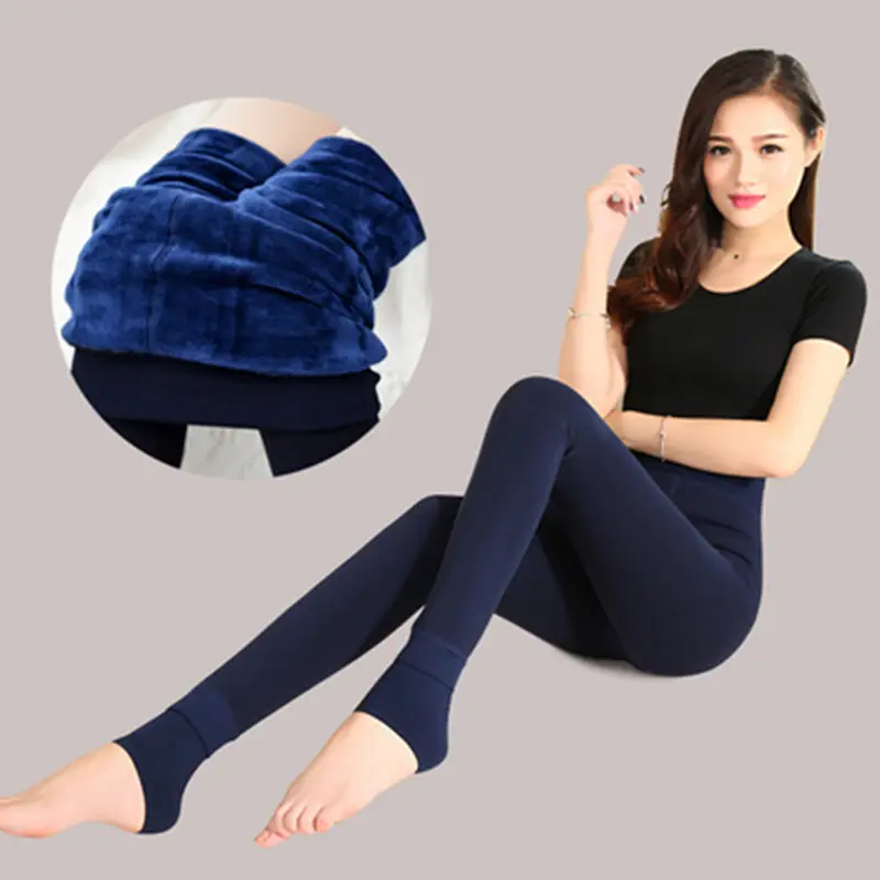 Women Korean Style Pearl Velvet Leggings Large Winter Warm All-In-One Pants