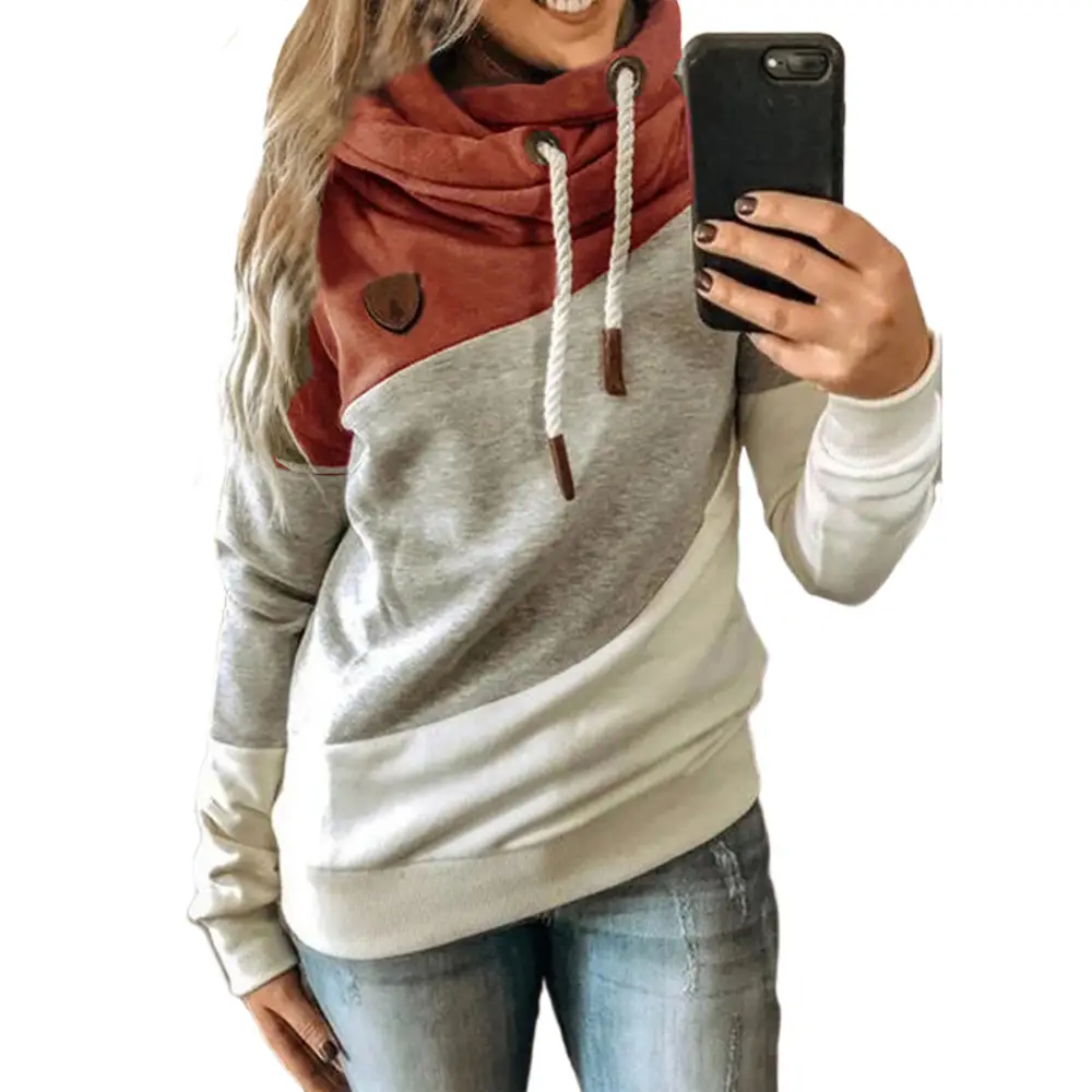 Women's Leopard Print Hooded Fleece Sweater White Beige