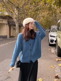 Women Leopard Print Round Neck Sweater Medium — feature 5