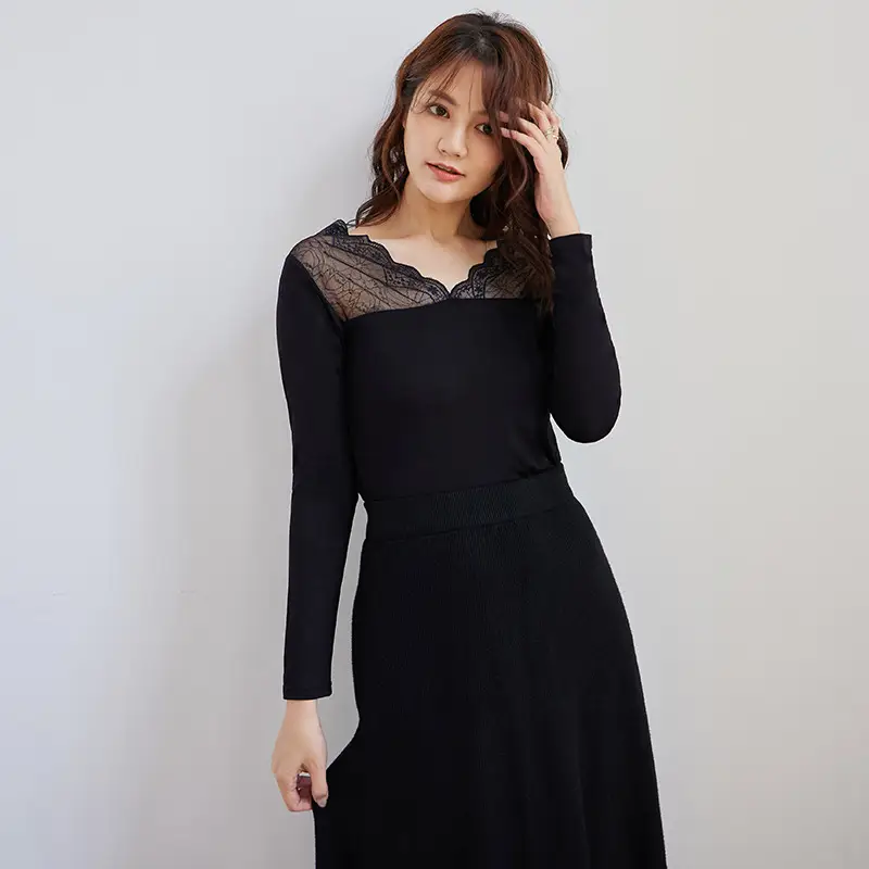 White Lace T-Shirt M-2XL Black Trim - Image 6
