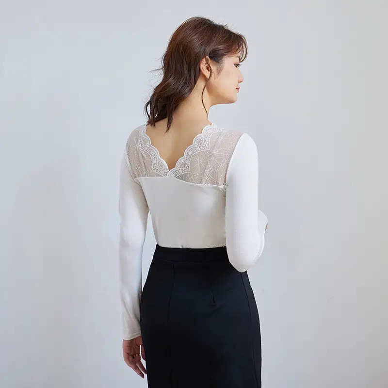 White Lace T-Shirt M-2XL Black Trim - Image 7