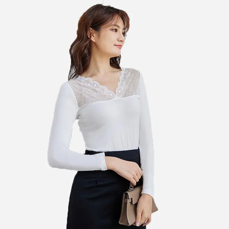 White Lace T-Shirt M-2XL Black Trim - Image 9