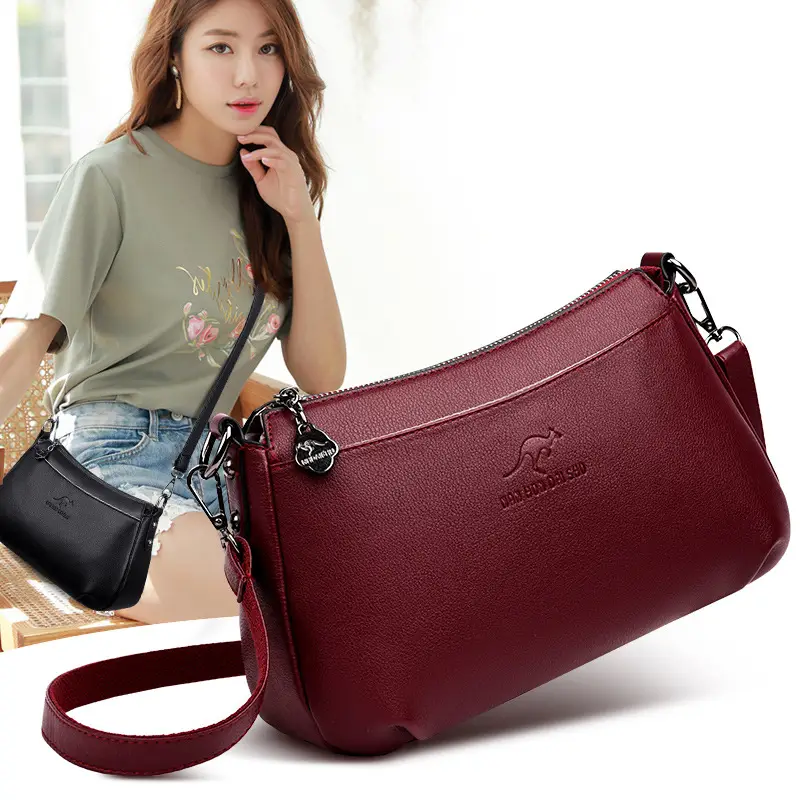 Purple Soft Leather Shoulder Crossbody Bag for Women - Image 5