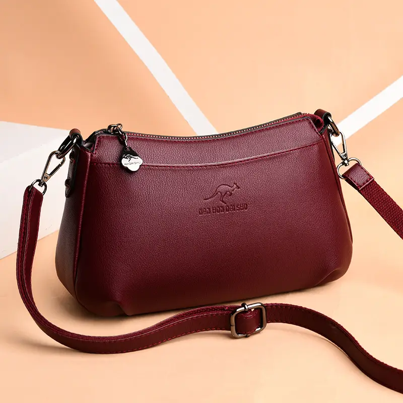 Purple Soft Leather Shoulder Crossbody Bag for Women - Image 7