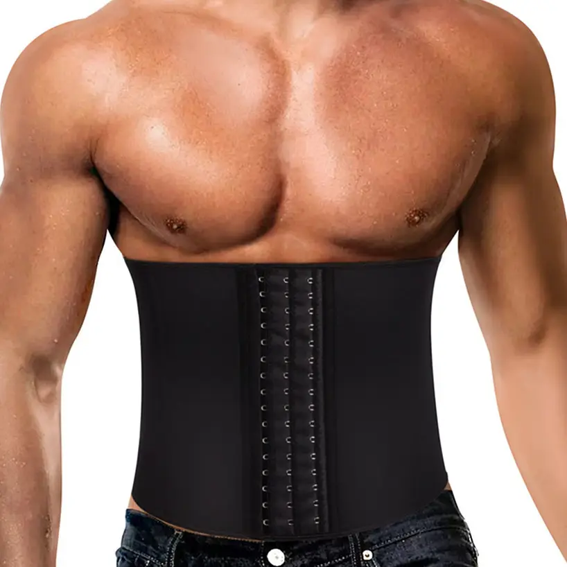 Men's Black Neoprene Waist Trainer Belt