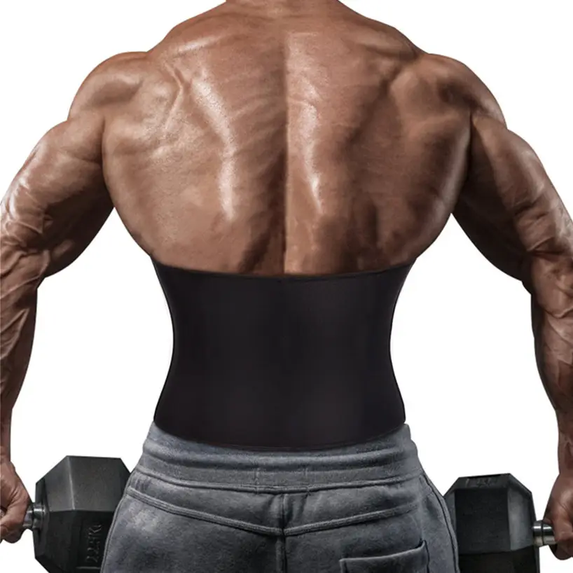 Men's Black Neoprene Waist Trainer Belt