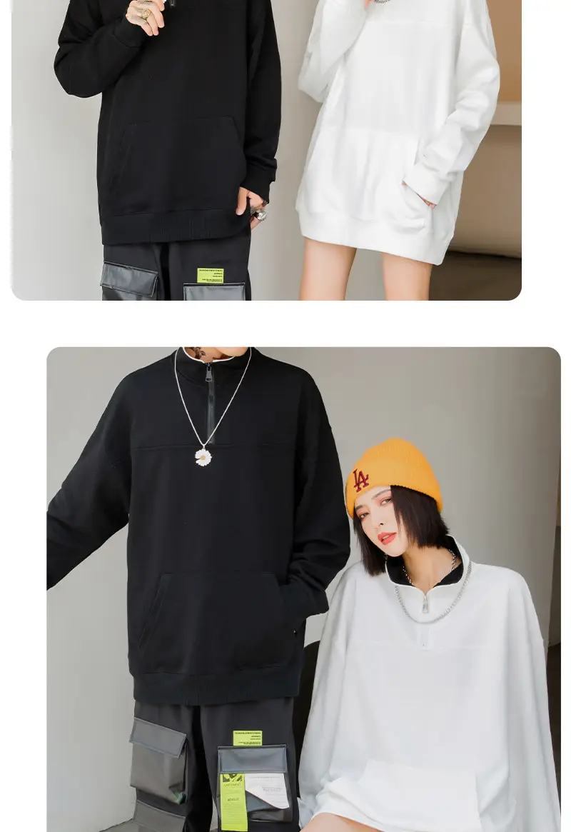 Custom Printed Long Sleeve Sweaters Solid Color Cotton — feature 20