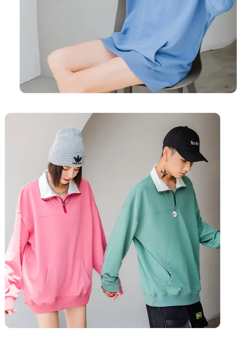 Custom Printed Long Sleeve Sweaters Solid Color Cotton — feature 22