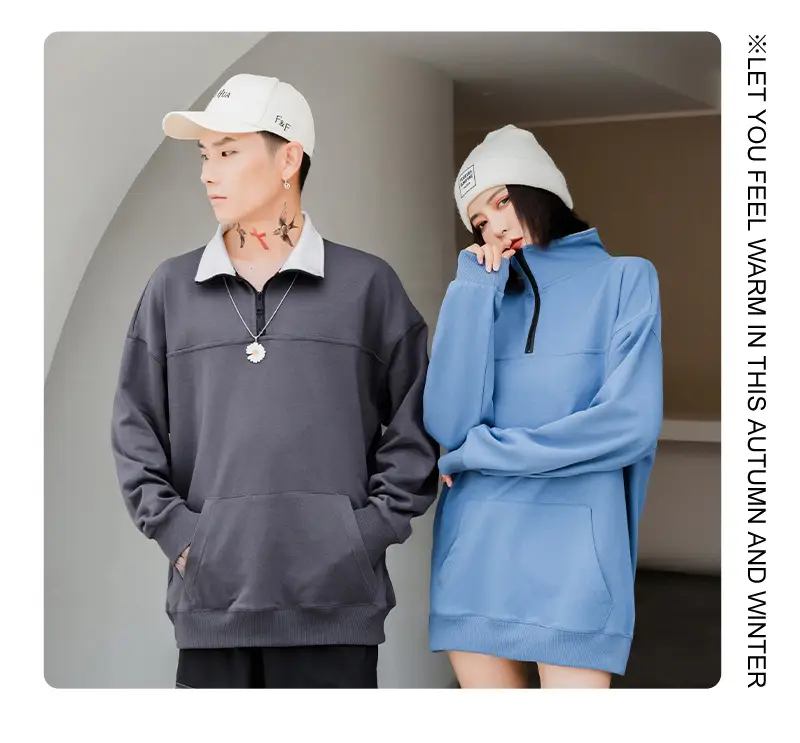 Custom Printed Long Sleeve Sweaters Solid Color Cotton — feature 9