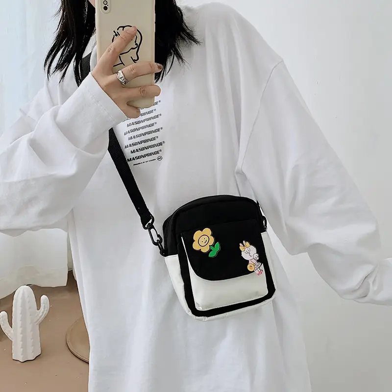 Cute Harajuku Crossbody Bag for Girls Blue White - Image 7