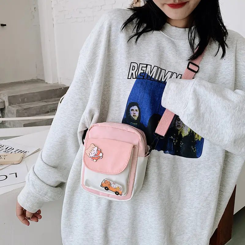 Cute Harajuku Crossbody Bag for Girls Blue White - Image 8