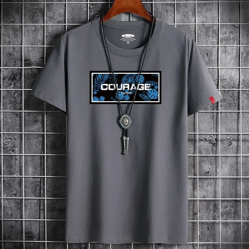 Men Cotton Short Sleeve T-Shirt Yellow Courage Print