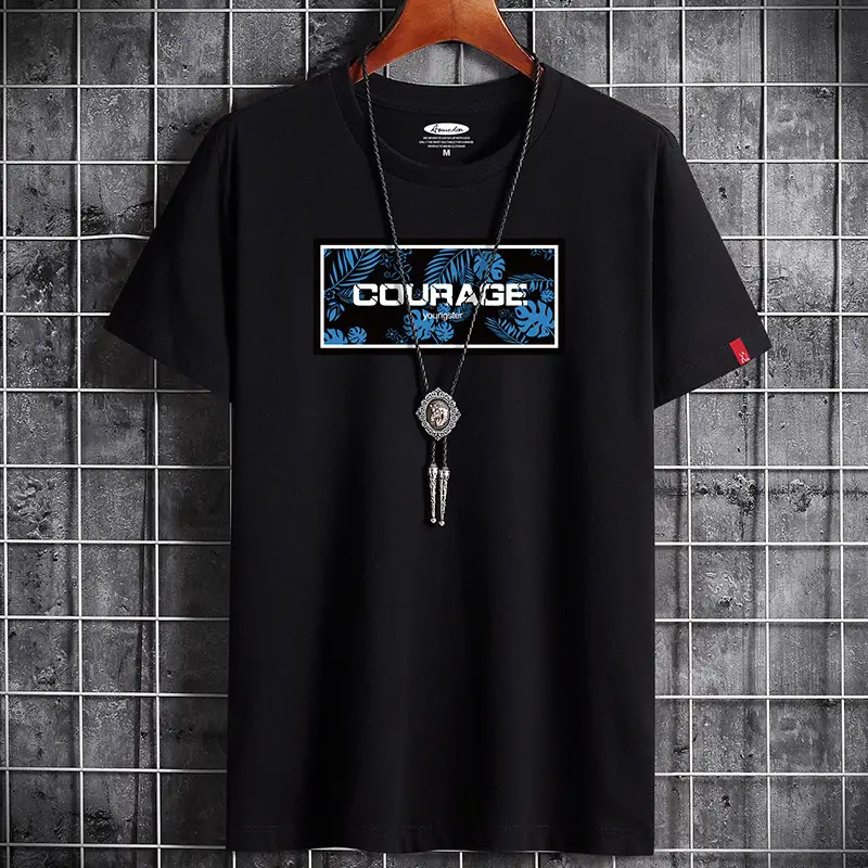 Men Cotton Short Sleeve T-Shirt Yellow Courage Print