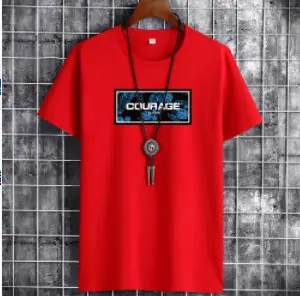 Men Cotton Short Sleeve T-Shirt Yellow Courage Print