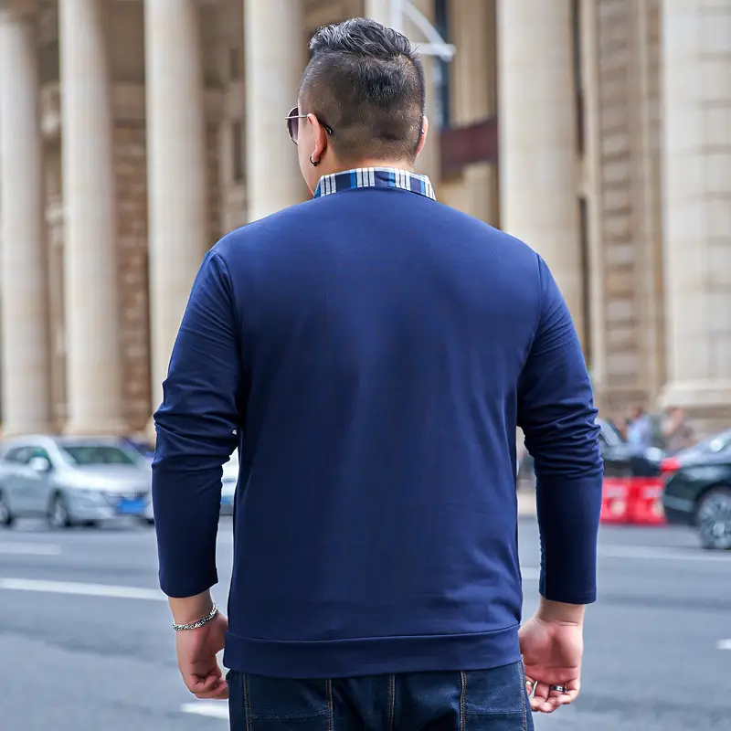 Men's Navy Blue Zipper Jacket Long Sleeve Outerwear